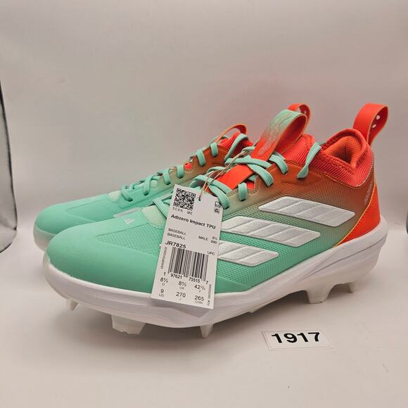 ADIDAS MEN\'S 9 ADIZERO TPU CANDY BASEBALL SNEAKER IMPACT ORANGE WHITE NWOB main image 7